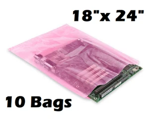10x Anti-static Bags 18" x 24" 2 Mil Large Pink Poly Bag Open Ended Motherboard - Picture 1 of 1