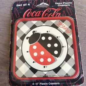Set 4 sottobicchieri in plastica deco marca Coca Cola vintage 1996 - Foto 1 di 4