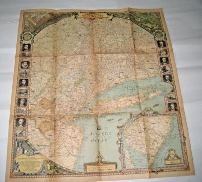 1939 Map The Reaches of New York City Gilbert Grosvenor Edition Nat. Geographic - Image 1 of 4