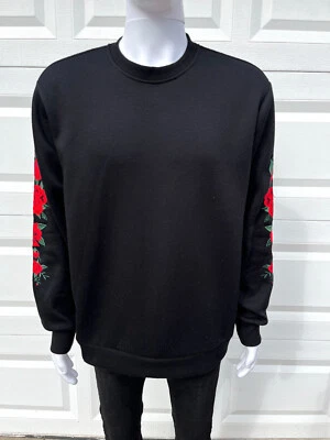 Moletom bordado Forever 21 masculino rosas pretas M gótico punk motociclista - Imagem 1 de 4