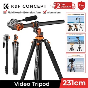 K&F Concept 91" Video Tripod with Center Column Fluid Head Monopod T254A7+FH-03 - Picture 1 of 8