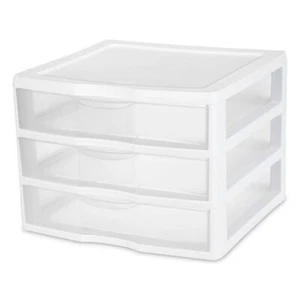 Sterilite 3-Drawer Organizer - ClearView Wide 2093 (White / Clear) (10.25"H x - Picture 1 of 9