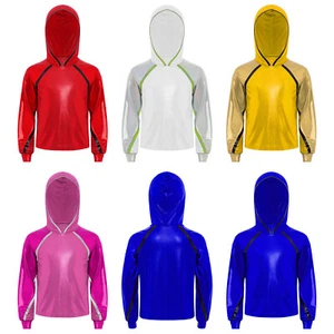 Kids Girls Shirt Street Jacket Long Sleeve Pullover Metallic Sweatshirts Dance - Picture 1 of 34