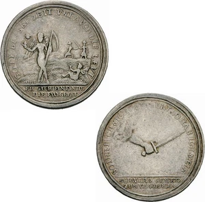 Altdeutschland Silbemedaille Gottesfürchtigkeit Manus Dei Schwert Goppel 1153 - Picture 1 of 3
