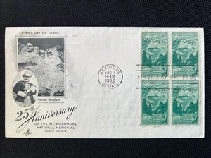 1011 Mount Rushmore (Block of 4) FDC Art Craft Aug 11 1952 Keystone SD - Picture 1 of 2