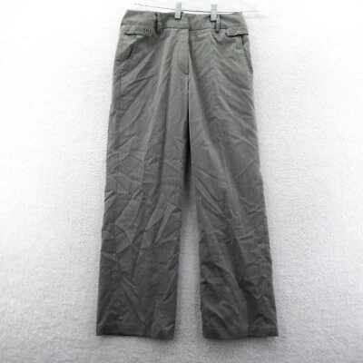 Larry Levine Size 6 Womens 30x30 Gray Pinstriped Straight Leg Dress Pants Slacks - Image 1 of 4
