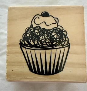 CUPCAKE Wood Mounted Rubber Stamp - Picture 1 of 10