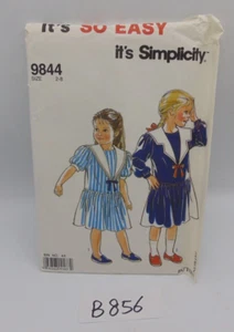 Vintage SIMPLICITY 9844 Childs Girls Dress Size 2-8 UNCUT Sailor Nautical - Picture 1 of 7