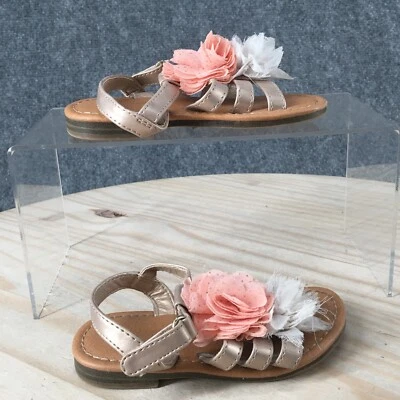 Sandalias Cherokee Jóvenes Niñas 6 Niños Pequeños Flores Abiertas Tirantes Dorado Imitación Cuero Foto 1 de 4