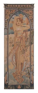 Nouveau Woven Tapestry Alphonse Mucha Belgian Elegant Wall Hanging Art Home Deco - Picture 1 of 5
