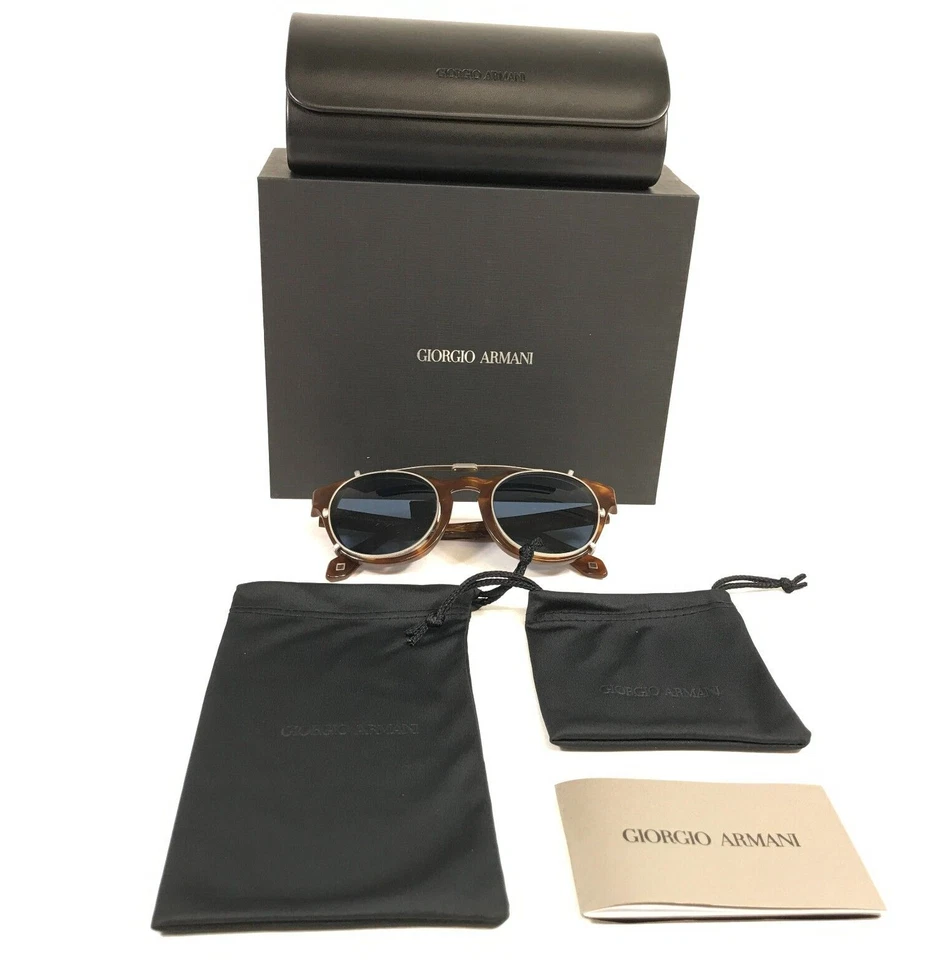 Очки солнцезащитные Giorgio Armani AR8190-U 5988/1W красные оправы Havana с синими зажимами - Изображение 1 из 4