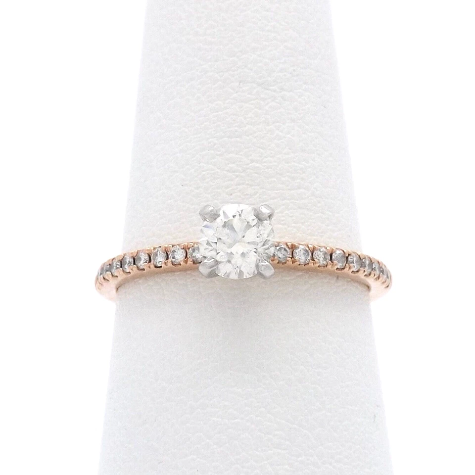 Anillo de compromiso de diamantes naturales de oro rosa de 14 k Blue Nile nuevo talla 7 Foto 1 de 4