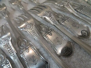 12 forks table silver metal Boulenger Empire palms TS 21.8cm - Picture 1 of 9