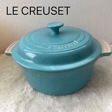 Used Le Creuset 18cm Enameled cast Iron Dutch Oven Light Blue Japan 360