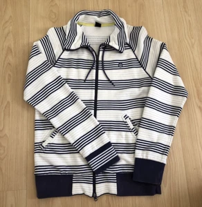 K Swiss Jacket White Blue Full Zip Jacket Sweatshirt Top Pockets Women's Small - Picture 1 of 8