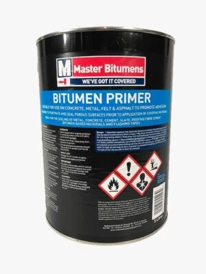 Black Bitumen Primer, Sealer cold applied for porous surfaces 5L Masterbitumen - Image 1 of 3
