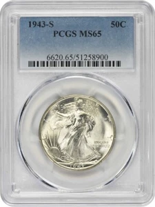1943-S Walking Liberty Half Dollar MS65 PCGS - Bild 1 von 2