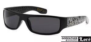 Locs 9003 Black Silver BANDANA Sunglasses | Gangster Cholo Designer Men's Shades - Picture 1 of 2