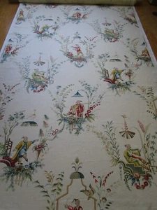 Brunschwig & Fils Chinoiserie River Song Linen blend print Fabric 76"x55" units - Picture 1 of 8
