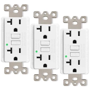 GFCI Toma 20 Amp Receptáculo LED Indicador Fallo de Tierra Interruptor de Circuito 3PK - Imagen 1 de 12