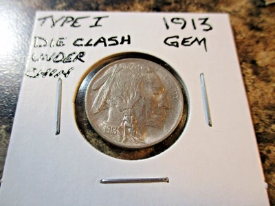 1913 TY I BUFFALO NICKEL GEM DIE CLASH UNDER CHIN    WWX - Image 1 of 3
