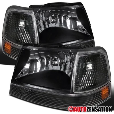 Fit 1998 1999 2000 Ford Ranger Black Headlights+Corner Parking Signal Lamps Foto 1 de 4