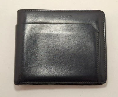 Authentic Saint Laurent Dark Navy Leather Men Bifold Wallet - Image 1 of 4