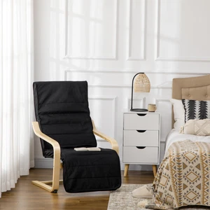 Lounge Chair Recliner Adjustable Armchair Footrest Wooden Frame Home Black - Picture 1 of 9