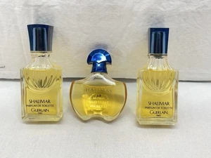 Lot of 3 Shalimar Guerlain Paris Eau de Parfum Vtg. French. 2x1/4oz and 1x.17oz - Picture 1 of 4