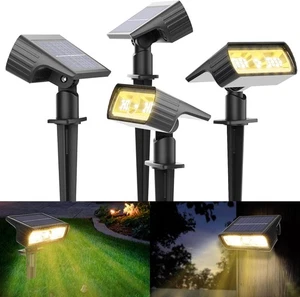Solarlampen außen Garten 4 Stück 3000K warmweiß Solar Strahler IP65 Beleuchtung - Bild 1 von 7