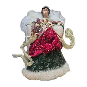 Black Angel Christmas tree topper Holiday angel Vintage African American  - Picture 1 of 8