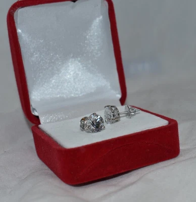 Diamond Earring Studs Round 1 Carat Certified IGI GIA Lab Grown 14K White Gold - Image 1 of 4