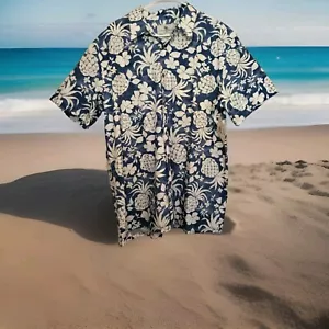 NEU Herren Island Shores blau/weiß 100 % BAUMWOLLE Hawaii Print Gr. L Ananas - Bild 1 von 11