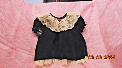 Vestido Vintage Jo Lene Terciopelo Verde con Encaje Beige Niña 12 Meses Hecho en EE. UU. Foto 1 de 4