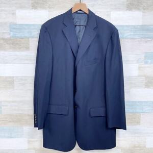 POLO Ralph Lauren Vintage Italian Made Twill Sport Coat Navy Blue Wool Mens 48L