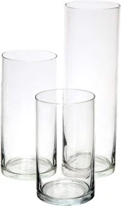 Glass Cylinder Flower Centerpiece Vases Set of 3 - Hurricane Ca... - Picture 1 of 7