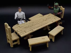 MESA Y SILLAS MEDIEVALES PERSONALIZADAS 3.75" ESCALA 1:18 STAR WARS GI JOE FIGURA DIORAMA - Imagen 1 de 2