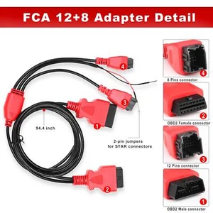 Adaptador de cable XTOOL FCA 12+8 apto para Chrysler/Fiat/Jeep para PAD3/X100 MAX/IP616 - Imagen 1 de 10