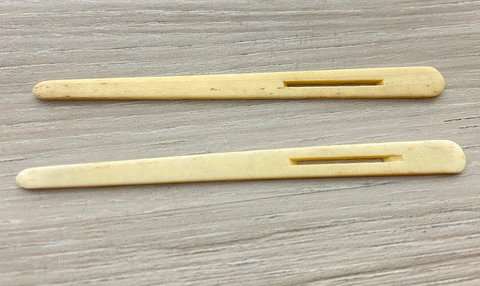 2- Bone Tapestry Needles- Antique Vintage Bone Sewing Weaving 3" x 1/4" Cover