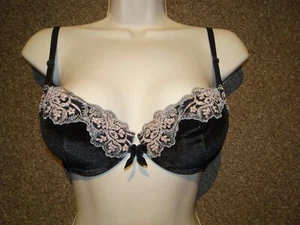 Acousma Paris Sexy Black Velvet Gold Lace Underwired Push Up Bra Lingerie Goth - Picture 1 of 5