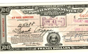 $20 POSTAL SAVINGS "NEW HAVEN"(1939 SERIES) $20 "CONNECTICUT" RARE POSTAL NOTE - Picture 1 of 3