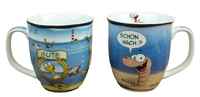 2er Set Becher - Moin schon wach & Gute Laune Pott - Hösti Tasse Porzellan 400ml - Bild 1 von 4