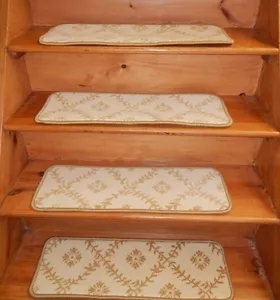 14 = SCHRITT 9" x 28" + 1 Podest 28" x 29" getufteter Wollteppich Treppenstufen. - Bild 1 von 5