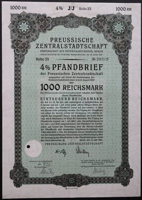 1000 Reichsmark 1941 - Bono de préstamo BERLÍN / Alemania - Serie: 28015 - "Y 96" Foto 1 de 4