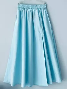 NWT Impressions Midi Women Skirt Split Light Blue Pockets Elastic Waste Size M - Picture 1 of 11