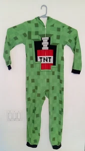 Boys MINECRAFT Hoodie Sleeper Pajamas Union Suit Youth Large 14-16 by Mojang - Picture 1 of 10