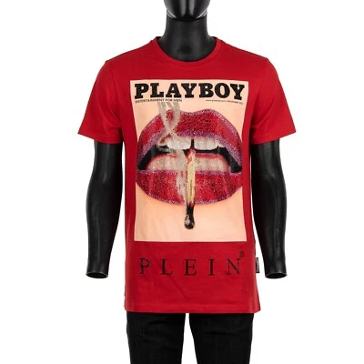 Camiseta PHILIPP PLEIN x PLAYBOY Estampada Cristales y Labios Roja 4XL 08453 Foto 1 de 4