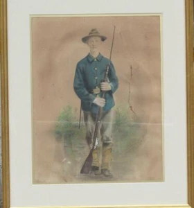 Color Enhanced Photograph of Post Civil War Soldier w/ Rifle c.1880-1900 - Picture 1 of 6
