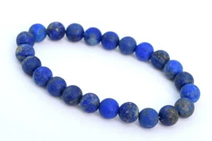7-8 mm Matt Blau Lapislazuli Armband Klasse A Natürliche Runde Edelstein Perlen 7 Zoll - Bild 1 von 4