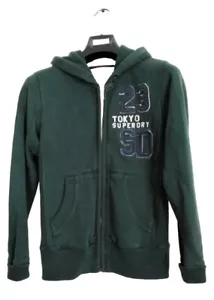 Superdry Herren Kapuzenpullover Sweatshirt Größe S grün mit durchgehendem Reißverschluss Jacke doppelt schwarz Etikett - Bild 1 von 12